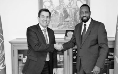 Meeting UPU UN DG Bishar A. Hussein and Walter Trezek, Chairman of the UPU Consultative Committee