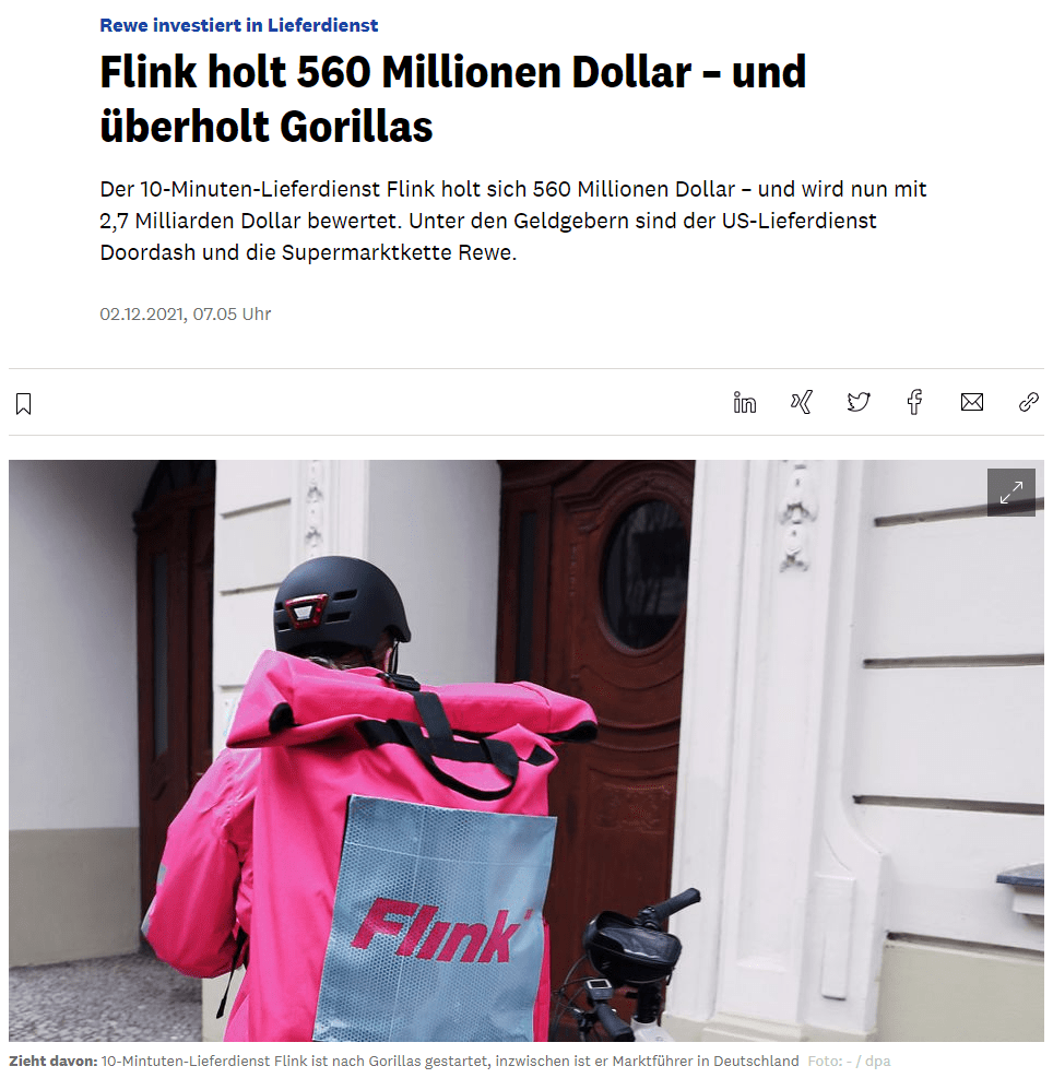 2021-12-07 14_30_33-Flink holt 560 Millionen Dollar – und überholt Gorillas – manager magazin