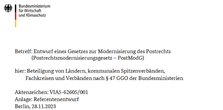 Ausgewählte Schwerpunkte aus dem Referentenentwurf zur Postgesetznovelle 2023 & Verbändebeteiligung